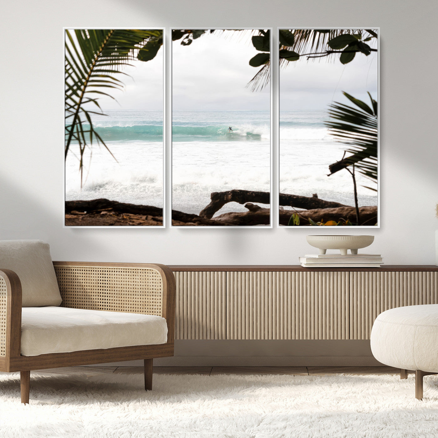 50382104-MGV-CV-36X24-Tropical Surf Wall Art Canvas Print, Framed Palm Tree View Art Picture Print, Beach House Art Perfect Boho Coastal Decor Artwork