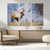 26365841-MGV-CV-36X24-Mountain Elk Art Wall Art Canvas Print, Framed Rustic Wildlife Print Art Picture Print, Lodge Style Decor Perfect Rustic Lodge