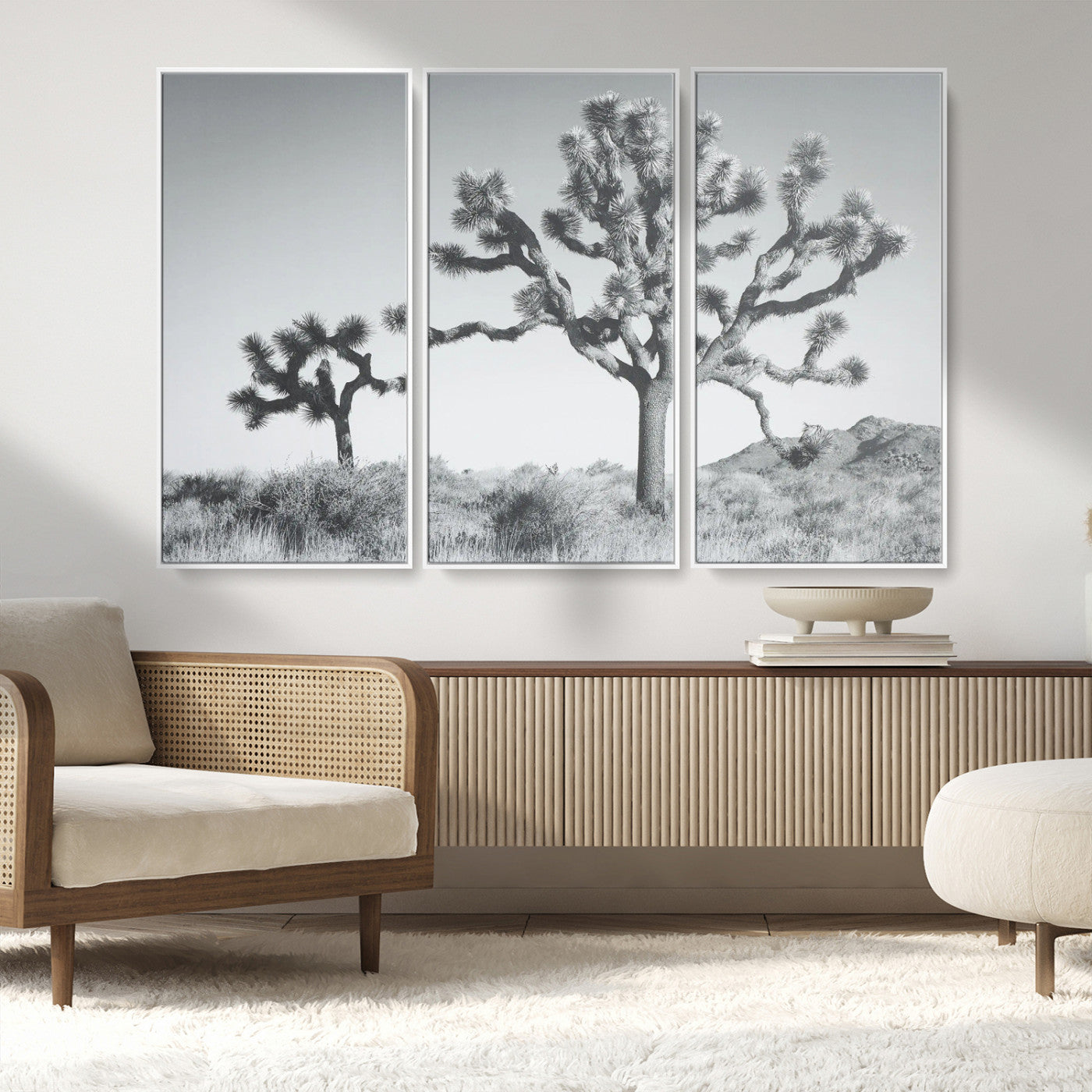29996209-MGV-CV-36X24-Joshua Tree Art Wall Art Canvas Print, Framed Black White Landscape Art Picture Print, Desert Tree Decor Perfect Southwestern Boho