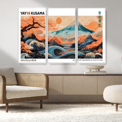 88785870-MGV-CV-36X24-Japanese Great Wave & Mt Fuji Wall Art – Ukiyo e Style Landscape Print with Flowing River, Autumn Mountain Poster, Oriental Asian