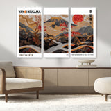 85375874-MGV-CV-36X24-Mount Fuji Abstract Wall Art – Japanese Landscape Canvas Print, Cherry Blossom & Red Sun Painting, Elegant Modern Zen Asian Home