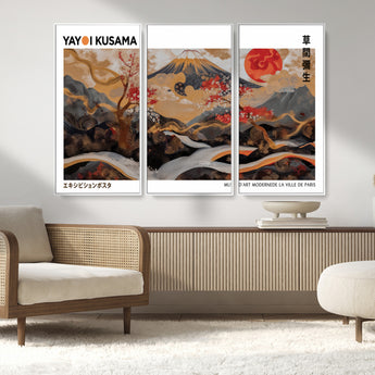 85375874-MGV-CV-36X24-Mount Fuji Abstract Wall Art – Japanese Landscape Canvas Print, Cherry Blossom & Red Sun Painting, Elegant Modern Zen Asian Home