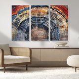 38987581-MGV-FC-48X32-3P_White-Tree Ring Art Wall Art Canvas Print, Framed Rustic Wall Decor Art Picture Print, Nature Grain Print Perfect Modern Rustic Decor