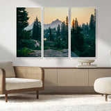 66397982-MGV-CV-36X24-Mountain Landscape Wall Art Canvas Print, Framed Forest Serenity Art Picture Print, Mountain Landscape Perfect Rustic Wilderness