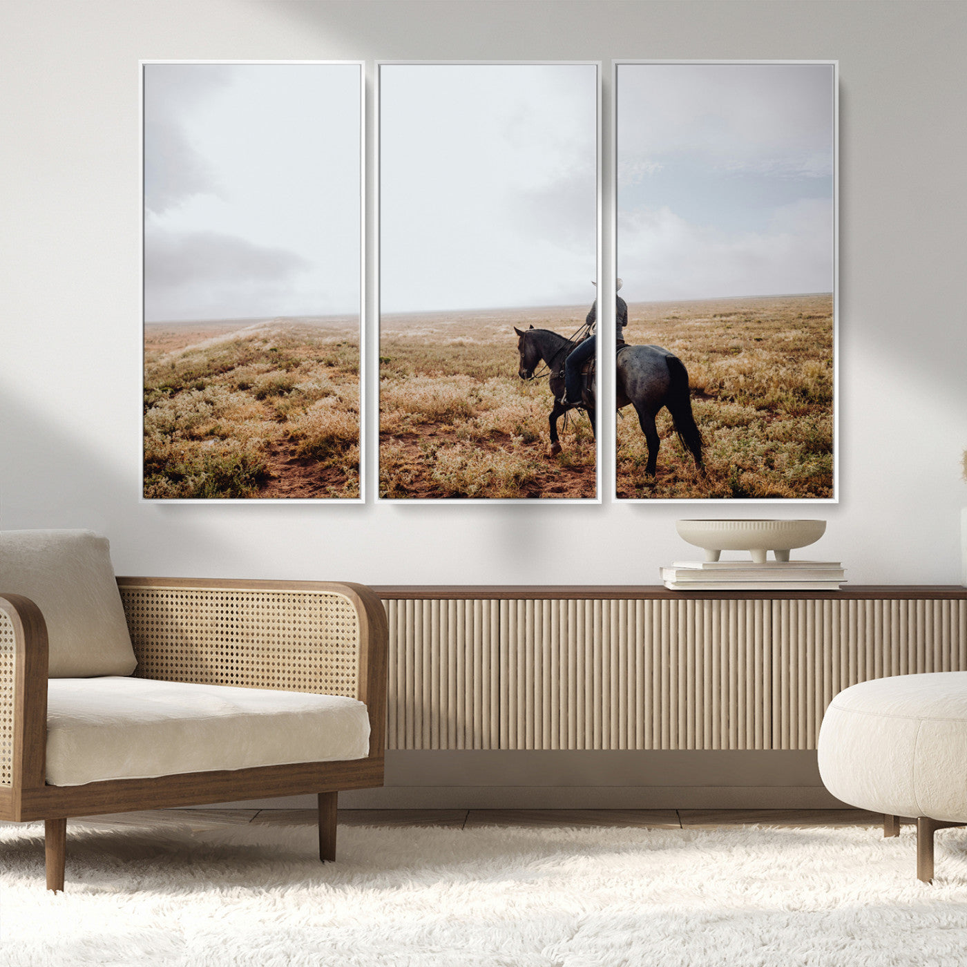 57597730-MGV-CV-36X24-Cowboy Wall Art Wall Art Canvas Print, Framed Western Canvas Art Picture Print, Rustic Ranch Scene Perfect Rustic Western Decor