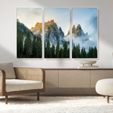 21145440-MGV-FC-48X32-3P_White-Wilderness Wall Art Wall Art Canvas Print, Framed Nature Landscape Decor Art Picture Print, Misty Forest Photography Perfect