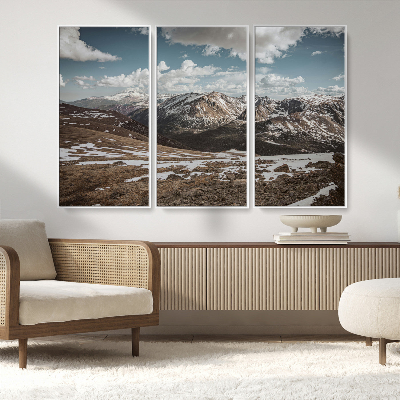 44565953-MGV-CV-36X24-Mountain Landscape Wall Art Canvas Print, Framed Snowy Peaks Art Picture Print, Rugged Highlands Perfect Rustic Adventure Decor