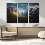 15244033-MGV-FC-48X32-3P_White-Yosemite National Wall Art Canvas Print, Framed Mountain Landscape Art Picture Print, El Capitan Perfect Rustic Farmhouse Decor