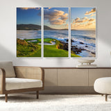 50107048-MGV-CV-36X24-Golf Course Wall Art – Coastal Ocean View Canvas Print, Scenic Fairway Landscape Decor for Office, Man Cave, Bedroom, or Living
