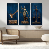 91629053-MGV-CV-36X24-Lady Justice Wall Art – Golden Gavel and Scales Canvas Print, Elegant Legal Office Decor for Lawyers, Judges, Courtroom or Study