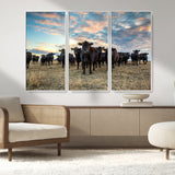 13867292-MGV-CV-36X24-Black Cattle Wall Art – Rustic Ranch Herd Canvas Print, Western Farmhouse Country Landscape Decor for Living Room, Office, or