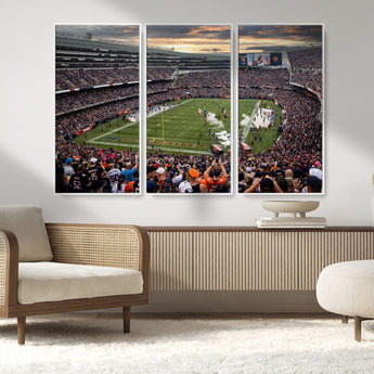 87578930-MGV-CV-36X24-Soldier Field Wall Art – Chicago Bears Football Stadium Sunset Canvas Print, Game Day Sports Decor for Man Cave, Bar, Office, or