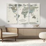 10693204-MGV-CV-36X24-Little By Little One Travels Far Tolkien Quote Blue Green World Map Adventure Wall Art Canvas Print Rustic Wanderlust Travel Decor