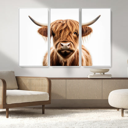 637908607-MGV-FC-93X47-3P_Black-Highland Cow Wall Art Print – Rustic Farmhouse Animal Portrait, Scottish Highland Cattle Canvas, Modern Country Wall Decor for