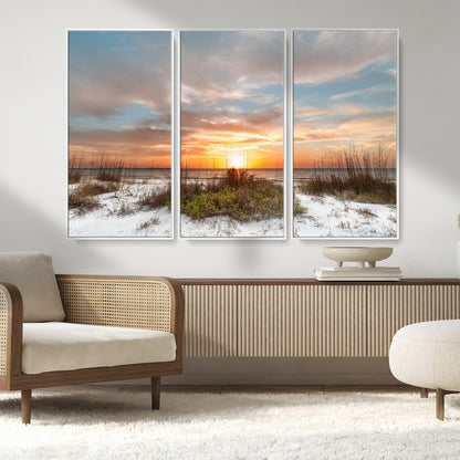 58266230-MGV-CV-36X24-Sunset Beach Canvas Wall Art – Coastal Ocean Landscape Print, Seaside Nature Art for Coastal Chic Decor, Living Room, Bedroom,