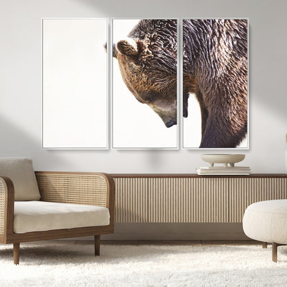 14405507-MGV-CV-36X24-Grizzly Bear Canvas Wall Art – Framed Wildlife Nature Decor, Large Brown Bear Profile Canvas Print for Living Room, Office, or