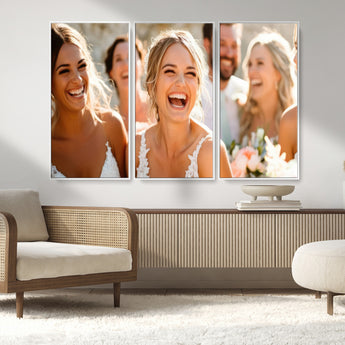 CSTM912-MGV-FC-48X32-3P_White-Framed Wedding Canvas Print - Custom Wall Art Keepsake for Couples, Elegant Home Decoration Gift, Create Your Own Photo Canvas