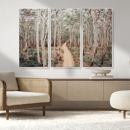 24760563-MGV-FC-48X32-3P_White-Forest Wall Art – Tranquil Woodland Path Canvas Print, Scenic Nature Photography Decor for Bedroom, Living Room, Office, Cabin or