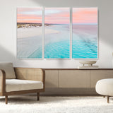 41613614-MGV-CV-36X24-Beach Sunset Wall Art – Pastel Ocean Canvas Print, Turquoise Water and Pink Sky Photography Decor for Bedroom, Living Room, Office