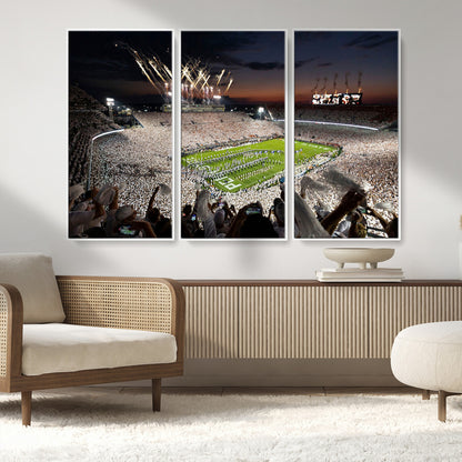 11221988-MGV-CV-36X24-Football Stadium Wall Art – Game Day Crowd with Fireworks, Sports Fan Photography Print, Stadium Decor for Man Cave, Bar, or