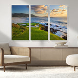 67486665-MGV-CV-36X24-Golf Course Wall Art – Pebble Beach Oceanfront Canvas Print, Coastal Fairway Photography Sports Decor for Living Room, Office, Man
