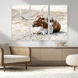 89096667-MGV-CV-36X24-Texas Longhorn Wall Art – Rustic Western Canvas Print, Cattle Photography Decor for Ranch House, Living Room, Office, Man Cave