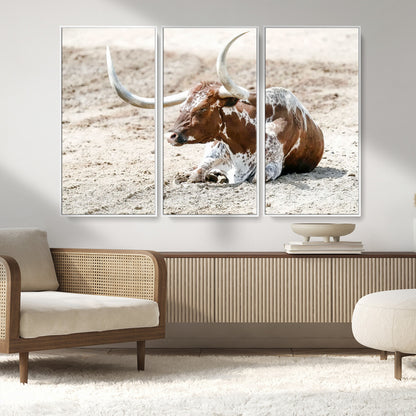 89096667-MGV-CV-36X24-Texas Longhorn Wall Art – Rustic Western Canvas Print, Cattle Photography Decor for Ranch House, Living Room, Office, Man Cave