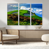 34181847-MGV-CV-36X24-Coastal Golf Course Wall Art – Panoramic Ocean Fairway Canvas Print, Scenic Sports Photography Decor for Office, Man Cave, Living