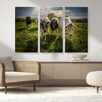 67277447-MGV-CV-36X24-Farmhouse Wall Art – Herd of Cows Canvas Print, Rustic Country Pasture Photography Decor for Bedroom, Living Room, Office, Ranch,
