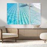 46233906-MGV-CV-36X24-Coastal Wall Art – Turquoise Ocean Waves and White Sand Canvas Print, Tropical Beach Photography Decor for Bedroom, Living Room,