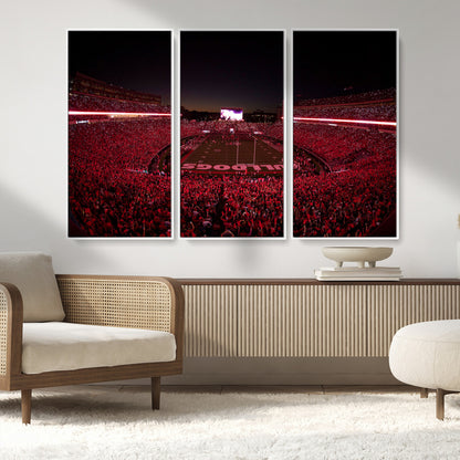 38331045-MGV-CV-36X24-Sanford Stadium Wall Art – Georgia Bulldogs Football Red Night Game Canvas Print, Electric College Sports Decor for Man Cave or