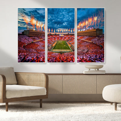 94266219-MGV-FC-48X32-3P_White-Neyland Stadium Wall Art – Tennessee Volunteers Checkerboard Game Day Canvas Print, College Football Fireworks Decor for Man Cave