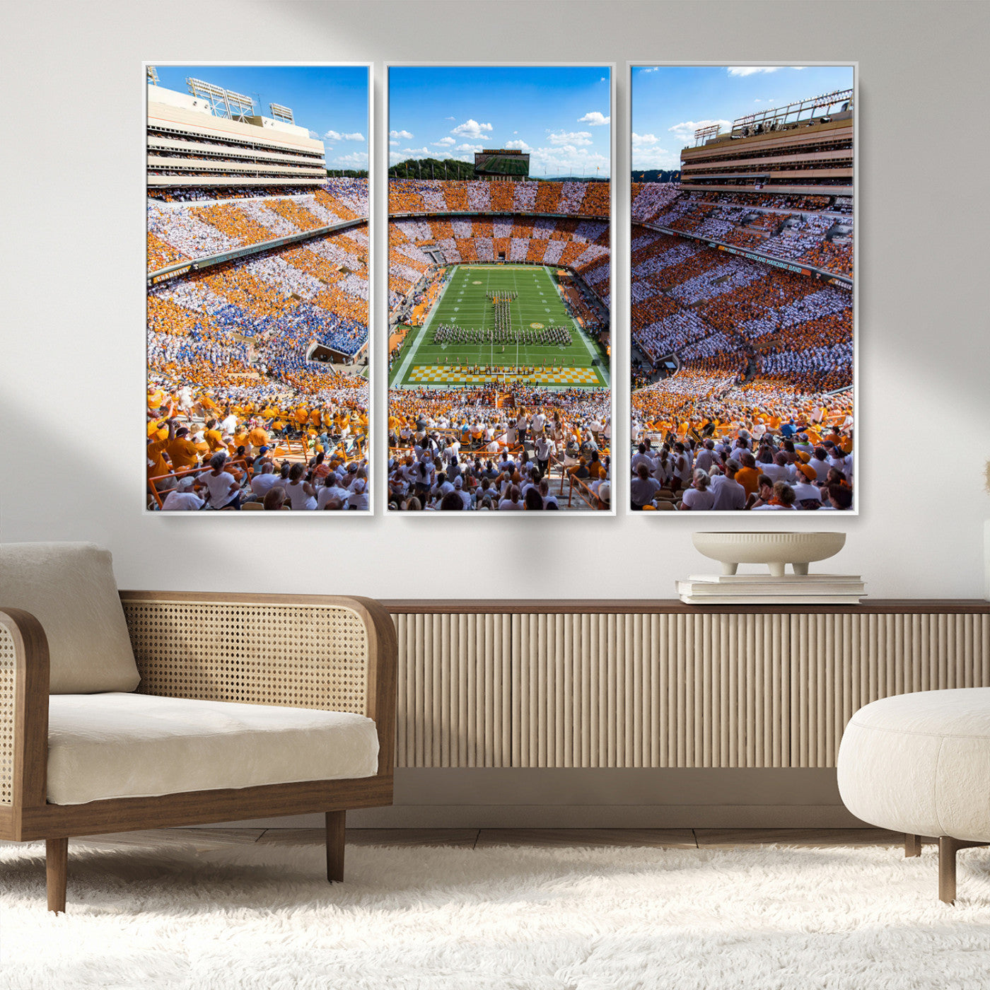 77097951-MGV-FC-48X32-3P_White-Neyland Stadium Wall Art – Panoramic Tennessee Volunteers Football Field Canvas Print, Game Day Decor for Office, Man Cave, Living