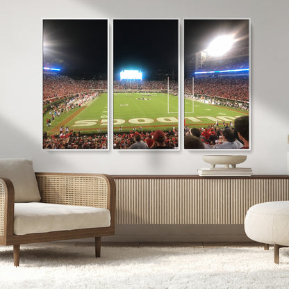 16230786-MGV-FC-48X32-3P_White-Georgia Bulldogs Stadium Wall Art – Night Game Football Field Canvas Print, Panoramic Sports Decor for Home, Office, Fan Cave