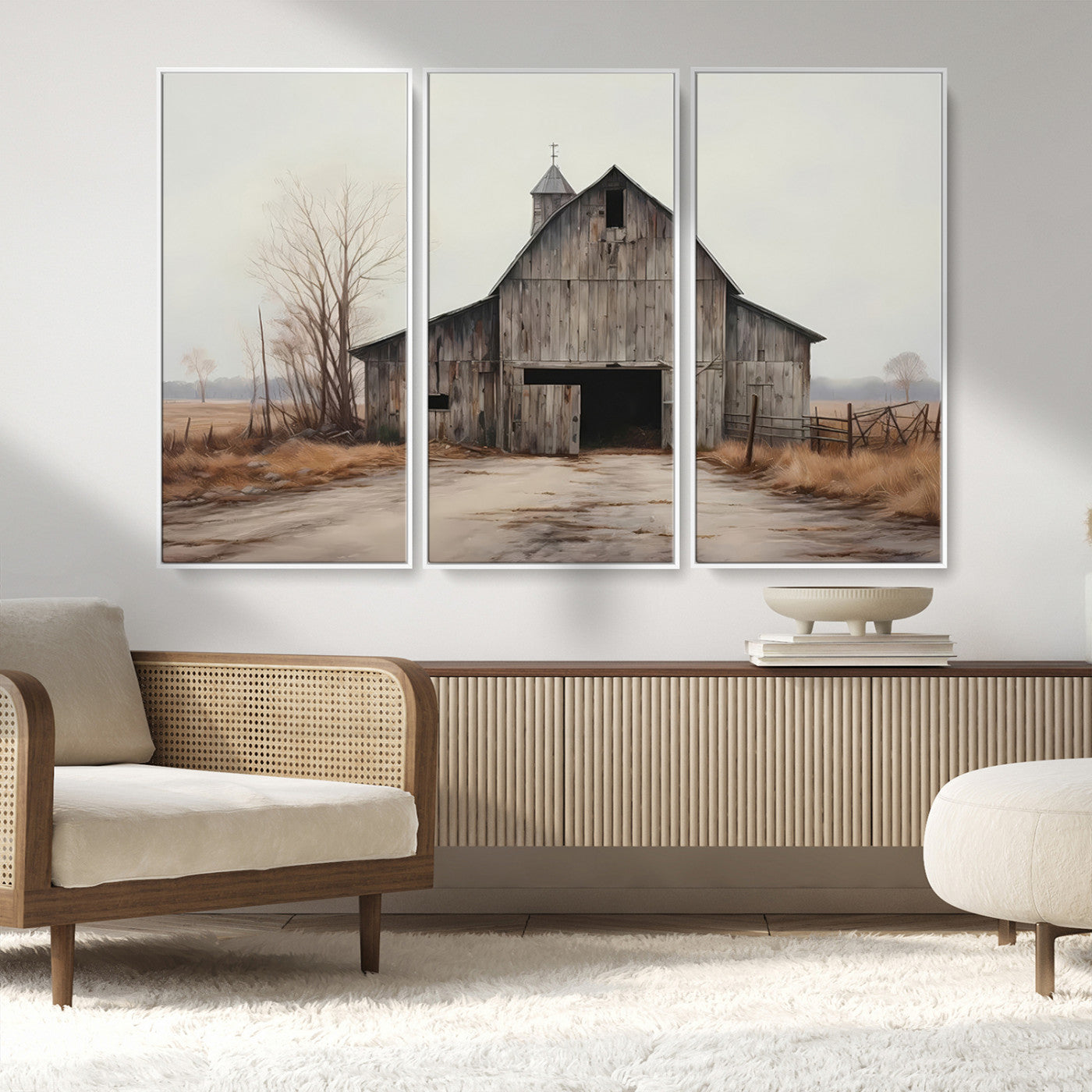 90499-MGV-CV-36X24-Old Barn Wall Art Canvas Print, Framed Rustic Barn Art Picture Print, Abandoned Farm Perfect Rustic Farmhouse Decor Artwork