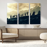 76547-MGV-FC-48X32-3P_White-Fellowship Journey Wall Art Canvas Print, Framed LOTR Art Picture Print, Middle Earth Perfect Tolkien Fantasy Decor Artwork