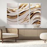 41237-MGV-CV-36X24-Gold Waves Wall Art Canvas Print, Framed Elegant Flow Art Picture Print, Luxury Layers Perfect Minimal Luxe Decor Artwork