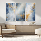 41836-MGV-CV-36X24-Abstract Gold Wall Art Canvas Print, Framed Blue Layers Art Picture Print, Elegant Cloud Perfect Elegant Minimalist Decor Artwork