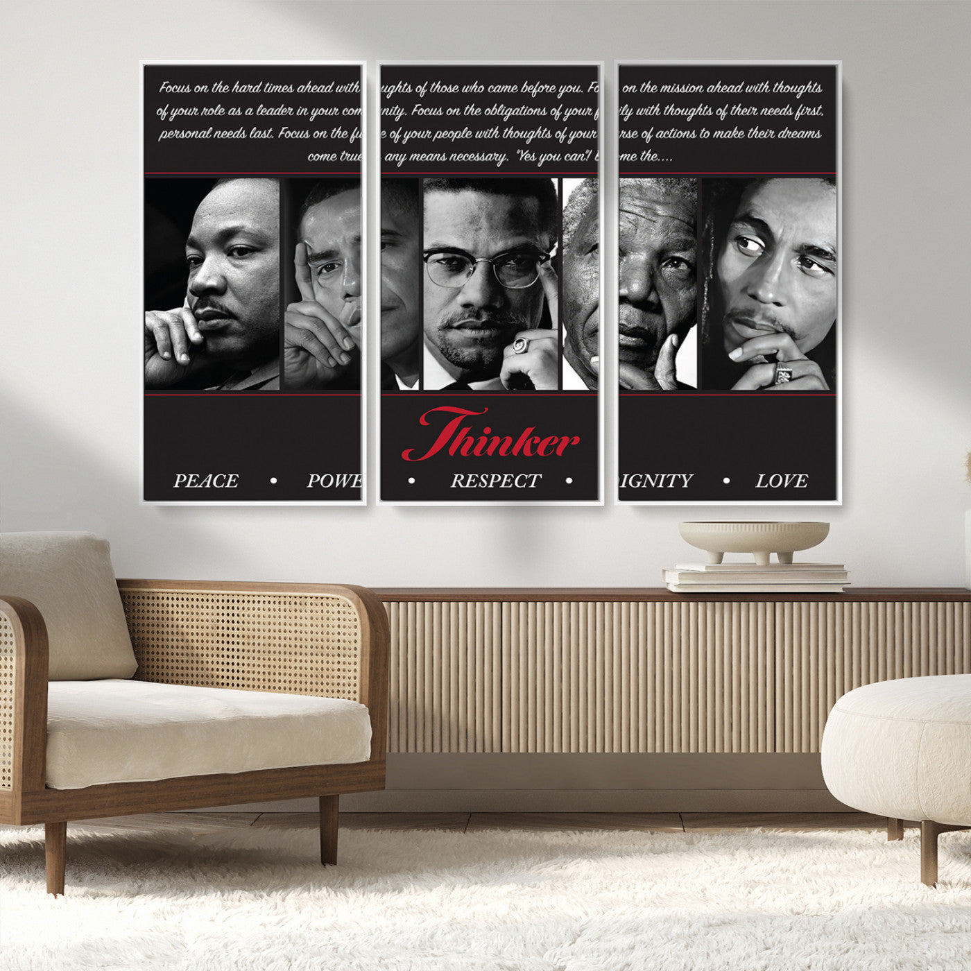 45112-MGV-CV-36X24-Black Icons Wall Art Canvas Print, Framed Thinker Art Picture Print, Motivational Quote Perfect Cultural Modern Decor Artwork