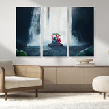 32259-MGV-CV-36X24-Stitch Angel Wall Art Canvas Print, Framed Stitch Waterfall Art Picture Print, Cartoon Couple Perfect Moody Fantasy Decor Artwork