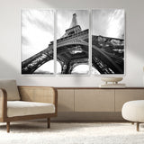 40006-MGV-CV-36X24-Eiffel Tower Wall Art – Black and White Architectural Photo Print, Paris Inspired Decor for Bedroom, Office, Studio or Modern