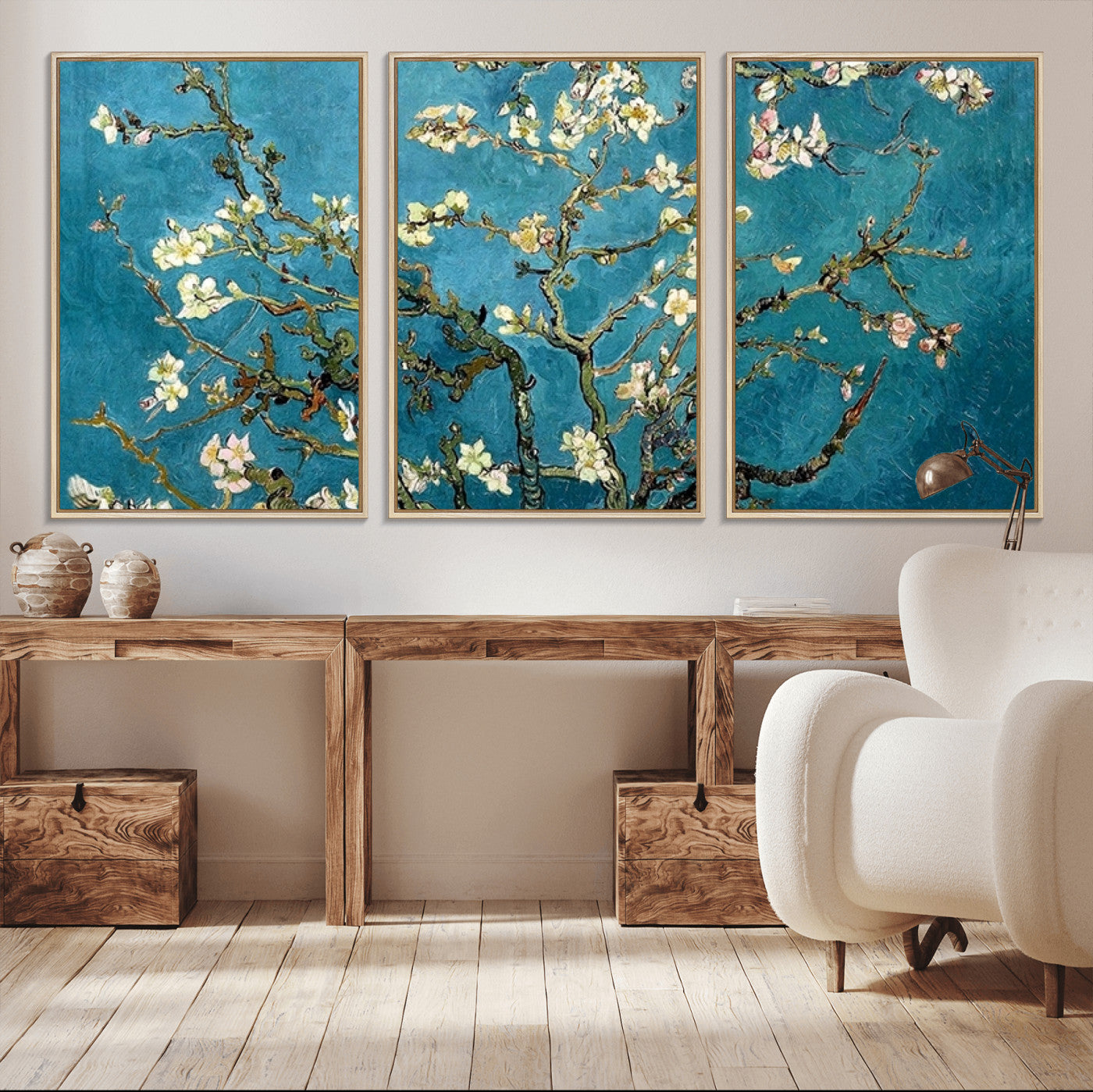 91714-MGV-CV-36X24-Almond Blossoms Wall Art – Handcrafted Van Gogh Inspired Floral Canvas Print, Beautiful Nature Decor for Living Room, Bedroom, or
