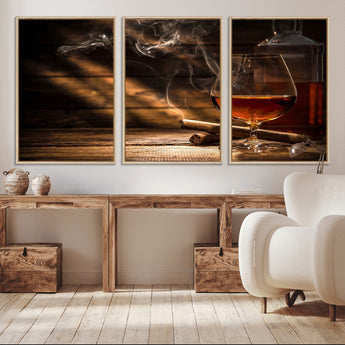 92305-MGV-CV-36X24-Whiskey & Cigar Wall Art – Moody Whiskey and Cigar Canvas Print, Sophisticated Bar or Home Lounge Decor for Office, Man Cave or