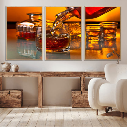 18250-MGV-CV-36X24-Whiskey Pour Wall Art – Captivating Whiskey Splash Canvas Print, Elegant Bar or Home Lounge Decor for Office, Man Cave or Living