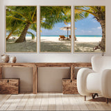 83601-MGV-CV-36X24-Tropical Beach Wall Art – Serene Palm Trees and Lounge Chairs Canvas Print, Relaxing Coastal Decor for Living Room, Bedroom or