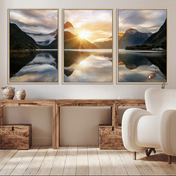 78842-MGV-CV-36X24-Sunrise Mountain Reflection Wall Art – Stunning Nature Landscape Canvas Print for Home, Office, Living Room or Relaxing Space