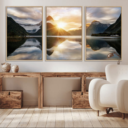 78842-MGV-CV-36X24-Sunrise Mountain Reflection Wall Art – Stunning Nature Landscape Canvas Print for Home, Office, Living Room or Relaxing Space