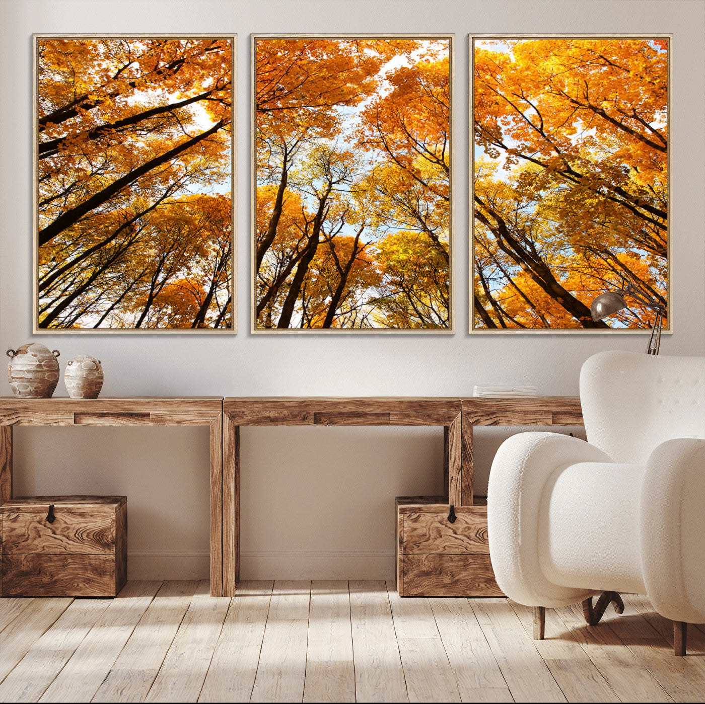 11823-MGV-CV-36X24-Golden Autumn Tree Canopy Wall Art – Stunning Fall Forest Leaves Print, Warm Seasonal Nature Decor for Home, Office or Cabin