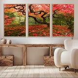 73343-MGV-CV-36X24-Autumn Maple Wall Art – Panoramic Vibrant Red Maple Tree Canvas Print, Seasonal Nature Decor for Office, Living Room or Garden