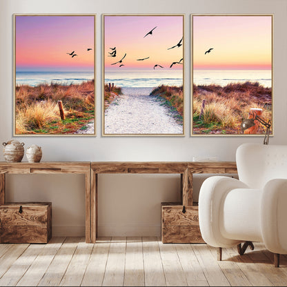 54411-MGV-CV-36X24-Coastal Path Sunrise Wall Art – Serene Ocean Canvas Print, Beach Landscape Decor for Living Room, Bedroom or Office, Peaceful